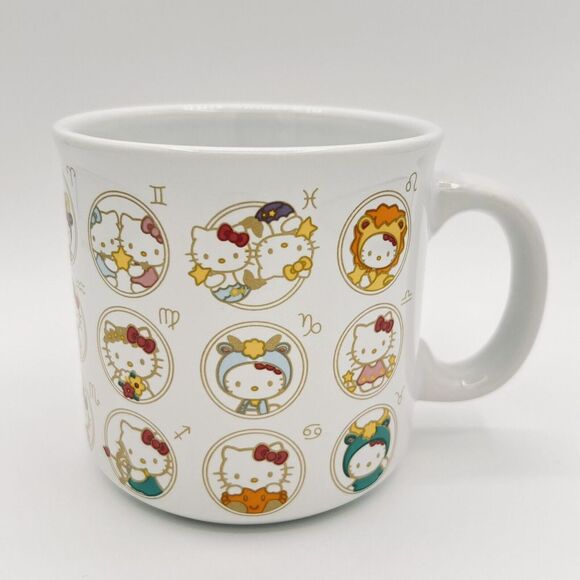 Hello Kitty Sanrio White 20 Oz Ceramic Coffee Mug Horoscope Zodiac Astrology New - Picture 1 of 4